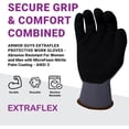 thumbnail image 5 of Extraflex Protective Work Gloves - Abrasion Resistant For Women and Men with MicroFoam Nitrile Palm Coating - ANSI 3, M, 3 Pairs, 5 of 5