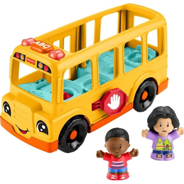 Fisher-Price Little People Autobús Escolar Vehículo de Juguete Musical para Niños Pequeños con 2 Figuras