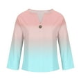 thumbnail image 5 of Hrsba Womens Fall Winter Casual Top,Casual Blouse Tops for Women Gradient Color V Neck Button Long Sleeve Imitation Linen Loose Fall Ladies, 5 of 5