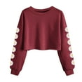 thumbnail image 5 of Kids Crop Tops Girls Long Sleeve Tee Shirts Cute Daisy Pinted Fashion Lightweight Sweatshirt Pullover Top, 5 of 5
