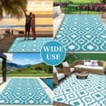 thumbnail image 5 of EastVita 9 x 12 ft Plastic Light Blue White Rectangular Beach Front Porches Patio Picnic RV Camping Garage Flower Moroccan Area Rug, 5 of 8