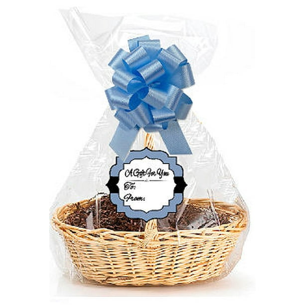 Light Blue 2Pack Designer Cello Bags / Tags / Bows Cellophane Jumbo