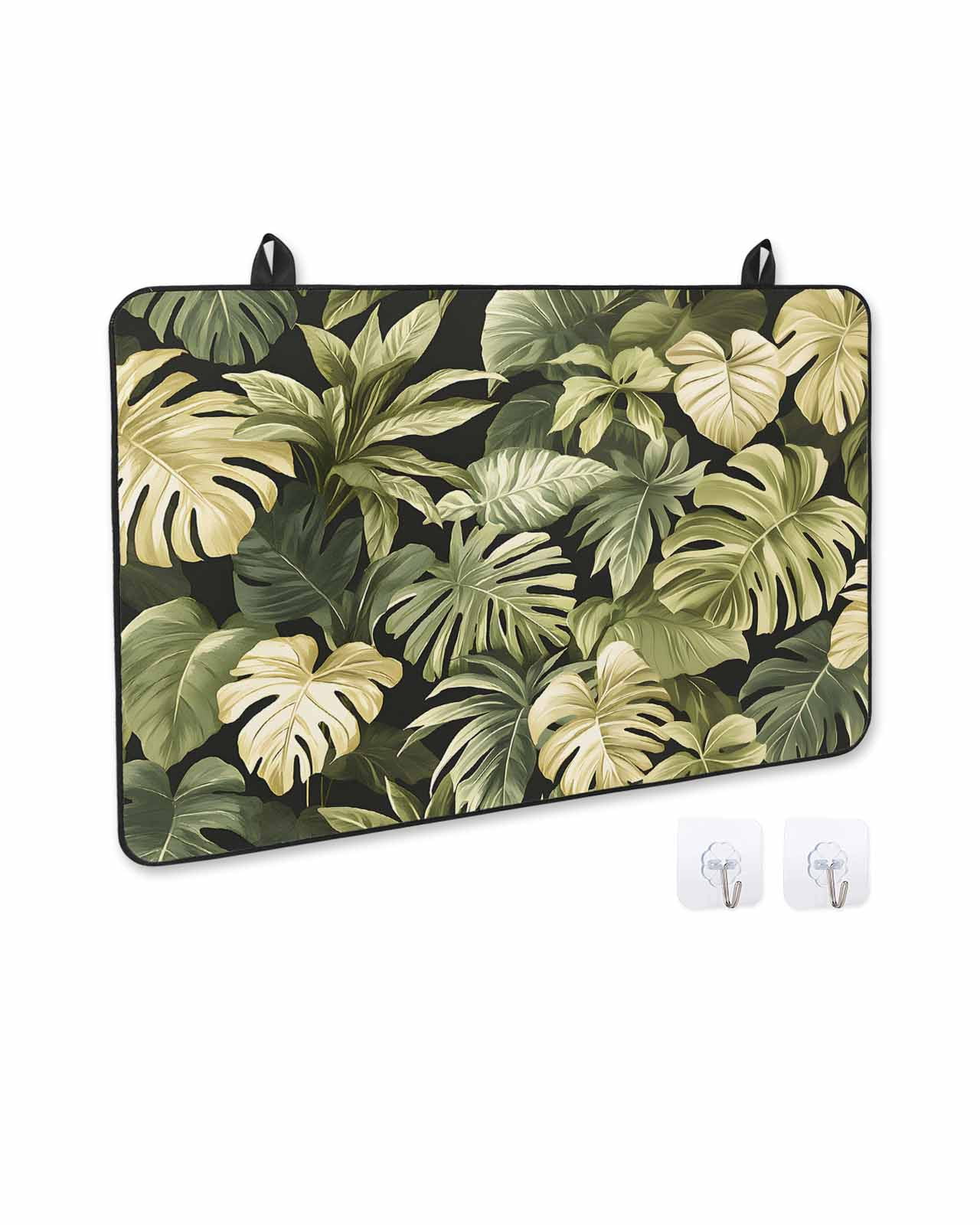 nqOlkjepod Large Induction Cooktop Protector Mat 24"x21", Summer Tropical Leaves Stove Top Covers for Electric Stove, Watercolor Botanical Plants Stove Burner Cover Mats, Glass Top Stove Cover