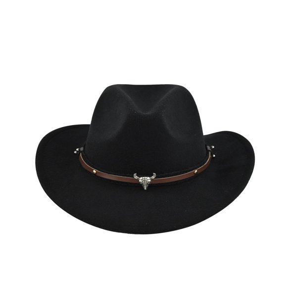 Hirigin Cowboy Hat for Women Men Cowgirl Hat Wide Brim Western Hats with Bull Head Panama Fedora Hat