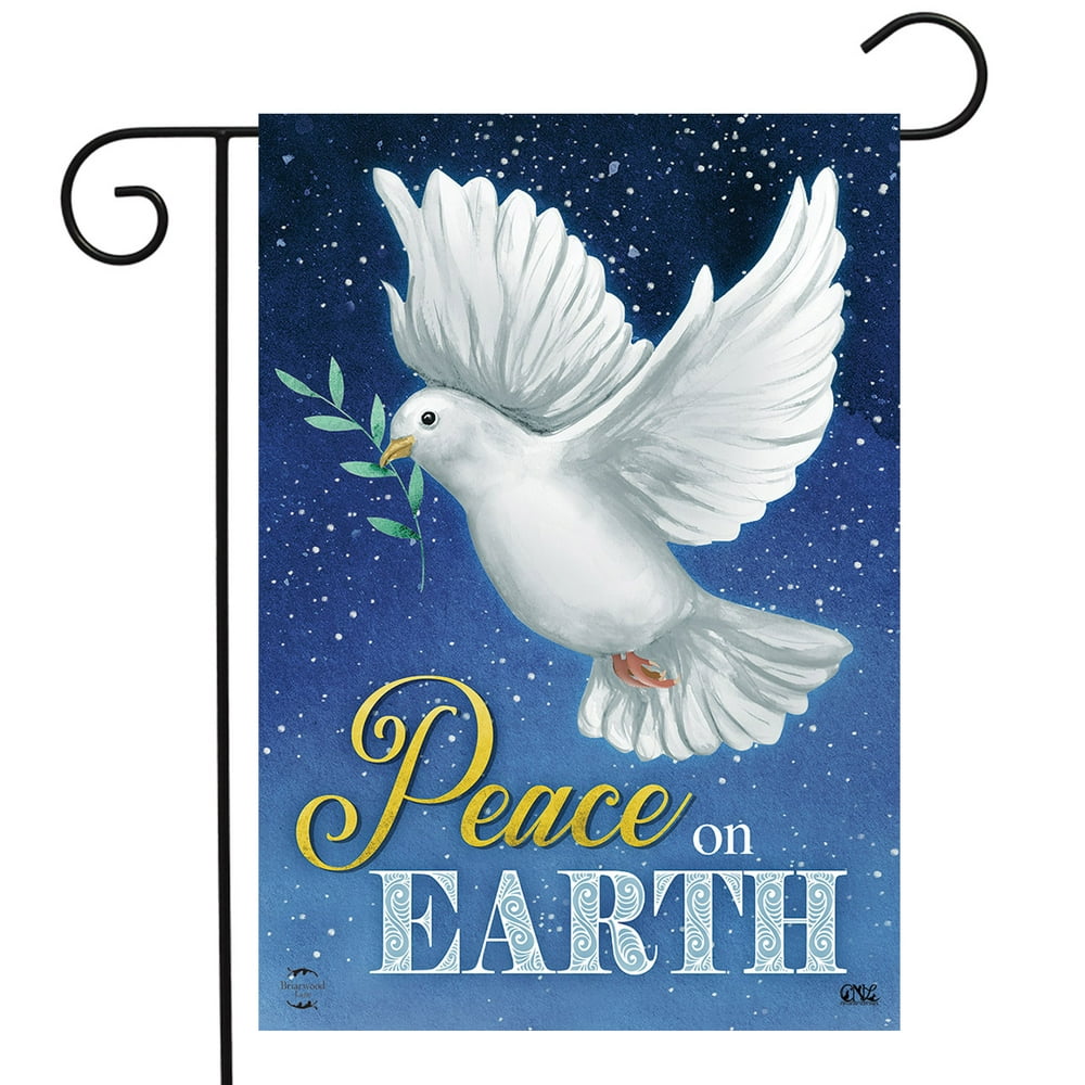 Peace on Earth Dove Christmas Garden Flag Olive Branch 12.5" x 18