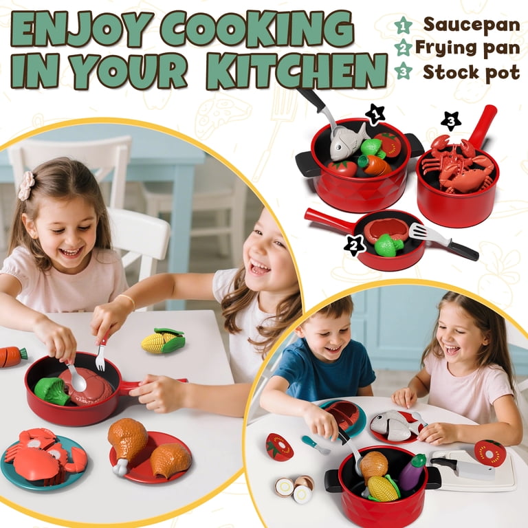 OROLIVING 34-Piece Play Food Set with Pot & Pan photo 4