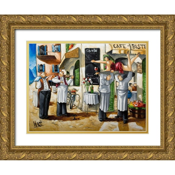 West, Ronald 32x25 Gold Ornate Wood Framed with Double Matting Museum Art Print Titled - Getting Ready