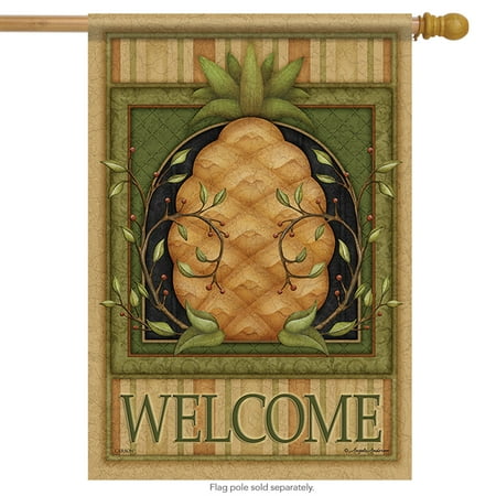 Pineapple Welcome House - Pinstripe Pineapple Summer House Flag Welcome Double Sided 28