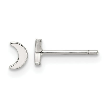 Diamond2Deal 925 Sterling Silver E-Coating Moon Post Earrings for Women (L- 0.18 inch, W- 0.12 inch)