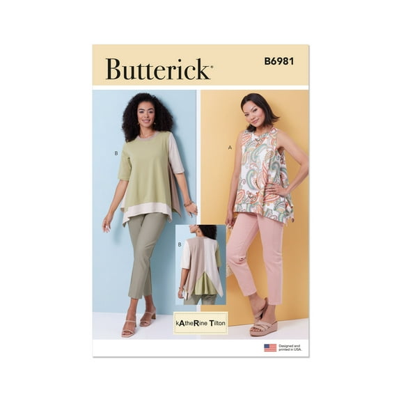Butterick Sewing Pattern 6981 -Misses' Tops by Katherine Tilton, Size: A (XS-S-M-L-XL-XXL)
