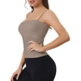 thumbnail image 4 of INSPIRE CHIC Women's Bandeau Camisole Spaghetti Strap Build in Bra Padded Sleeveless Tank Top Medium Khaki, 4 of 5