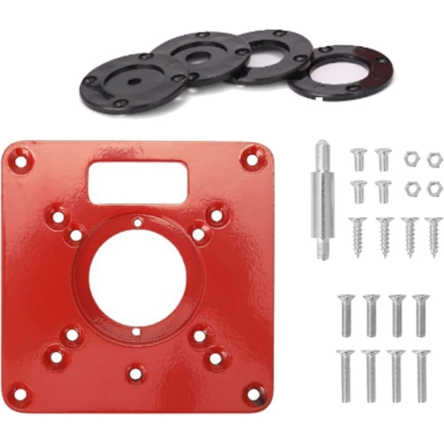 Router Table,Aluminum Router Table,120*120*8mm Aluminum Alloy Table Insert Plate Woodworking Tools Milling Trimming Machine with Rings