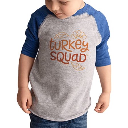 

7 ate 9 Apparel Kids Happy Thanksgiving Shirts - Turkey Squad - Blue Shirt 18 Months