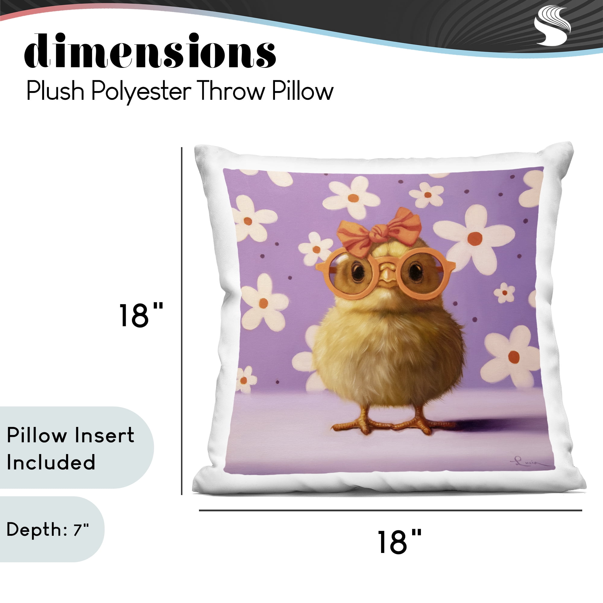 Stupell Industries Bow Peep Groovy Chick Decorative Printed Throw Pillow, design by Lucia Heffernan