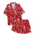 thumbnail image 4 of Yuanlong Mens Pajamas Sets Christmas Turn-Down Collar Top And Shorts 2-Piece Outfit Pajama Nights Party Home Relaxed Cozy Male Sleepwear, 4 of 4