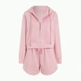 thumbnail image 6 of Towmus 2 Piece Sweatsuit Outfits for Women Half Zip Long Sleeve Pullover Sweatshirt Drawstring Shorts Lounge Set with Pockets Ladies Clothes, 6 of 6