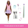 thumbnail image 4 of Barbie Fun & Fancy Doll & Accessories, Brunette Fashion Doll with Extra-Long Hair & 2 Looks, 4 of 8