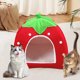 thumbnail image 1 of Apmemiss Clearance Winter Indoor Outdoor Pet House Foldable Yurt Strawberry Tent, Warm Shelter for Cats Dogs, Small Medium Breeds, Easy Storage, 1 of 8