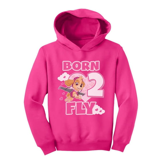 Tstars Girls 2nd Birthday Gift Birthday Gift for 2 Year Old Paw Patrol Skye Born 2 Fly 2nd Birthday Shirts for Girl B Day Birthday Party Toddler Hoodie