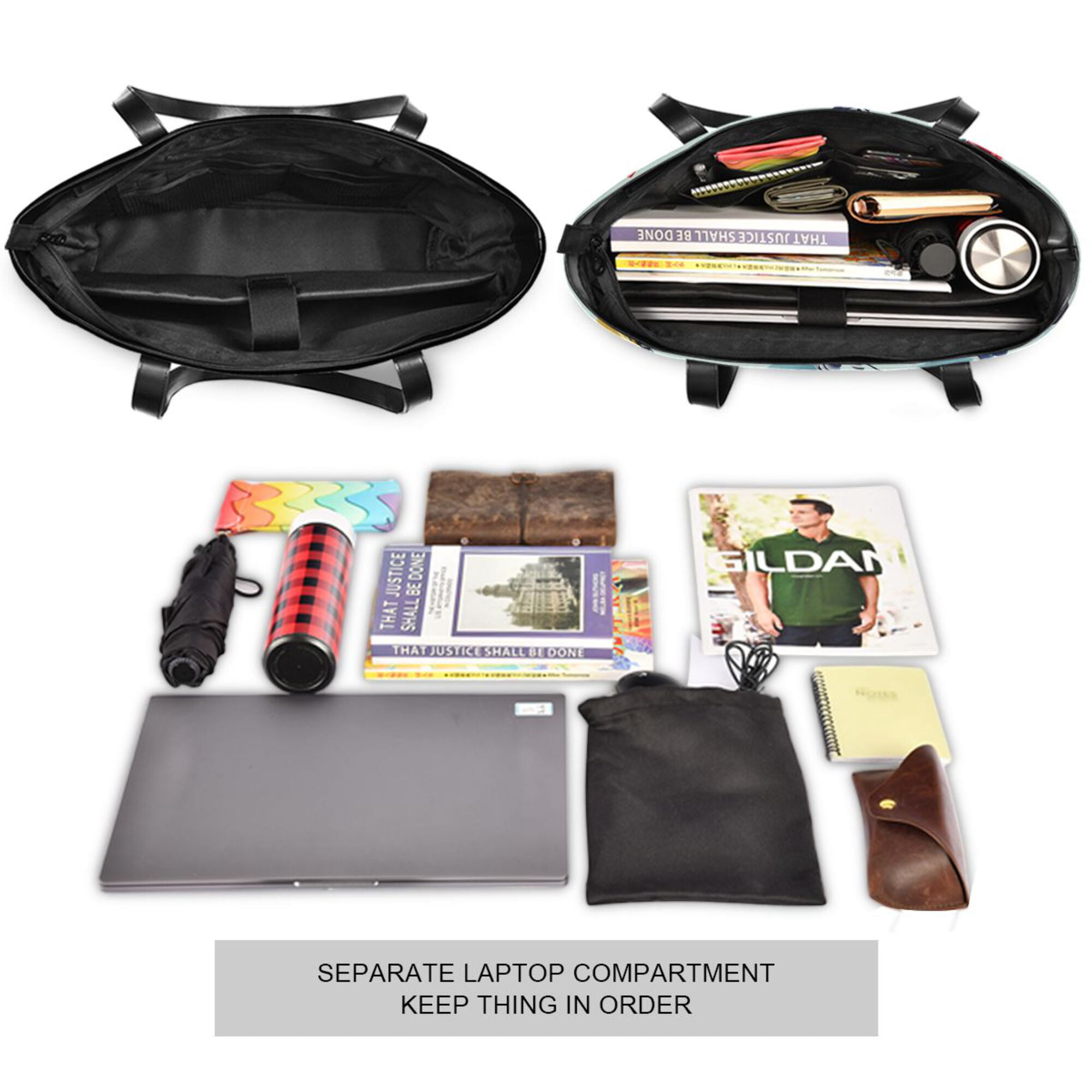 FORMRS Canvas Laptop Tote Bag for Women with 15.6" Computer Compartments Shoulder Handbag, Ice Hockey