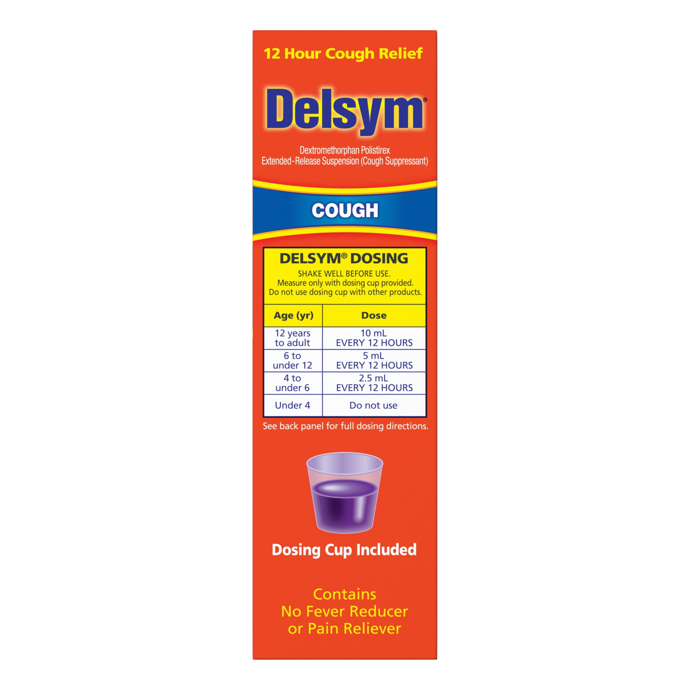 Delsym Adult 12 hour Cough Relief Medicine, Powerful Cough Relief for 12 Good Hours, Cough Suppressing Liquid, #1 Pharmacist Recommended, Grape Flavor, 5 Fl Oz