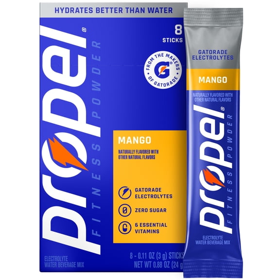 Propel Zero Sugar Mango, On the Go Packs, Electrolyte Powder Drink Mix, 0.11 oz, 8 Count packets
