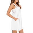 thumbnail image 5 of ClodeEU Women's Linen Backless Spaghetti Strap Romper with Pockets,Solid Color Casual Short Jumpsuit White,Women's Plus XL, 5 of 7