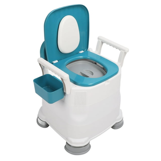 Bedside Commode Chair, Quiet Closing Portable Toilet Chair Comfortable Sitting with Brush for Elderly