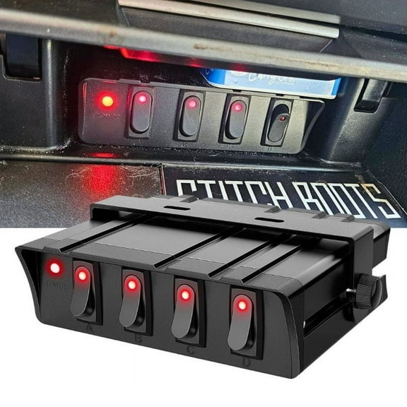 4 Gang 12V Rocker Switch Panel 40 Amp Max SPST On/Off Rocker Toggle Switch Panel for Auto Automotive Lights Car Marine Boat Truck Vehicles & More