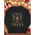 thumbnail image 4 of Mele Kalikimaka Hawaiian Santa Themed Ugly Christmas Sweater Women Sweatshirt Medium Black, 4 of 5