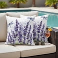 thumbnail image 2 of 2 Pack Outdoor Waterproof Throw Pillow Covers,Farm Purple Flowers Lavender Decorative Square Patio Pillowcases for Chair Couch Sofa 16x16in, 2 of 9