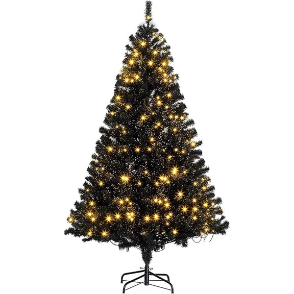 Tall Prelit Christmas Tree Douglas Fir Artificial Christmas Tree with Realistic Branches,  Warm White  Lights and Tips, Pink