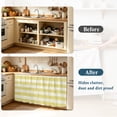 thumbnail image 4 of Yellow Striped Cabinet Curtains 28"W x 35"L, Dustproof Sink Skirt Curtain for Kitchen Bathroom, Farmhouse Vintage Stripes Adhesive Desk Skirt Short Curtains for Laundry Room Closet Shoe Rack, 4 of 8