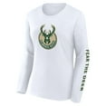 thumbnail image 2 of Women's Fanatics White Milwaukee Bucks Long Sleeve T-Shirt, 2 of 3