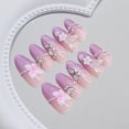 thumbnail image 2 of Press on Nails BUNLVDI - Punta francesa morada con diseño 3D (24 unidades), 2 of 7