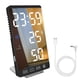 thumbnail image 1 of Reloj despertador digital LED Espejo temperatura Medidor de humedad Cargador de teléfono de escritorio para la cabecera del dormitorio, Negro Eigraketly EL001442-02, 1 of 2