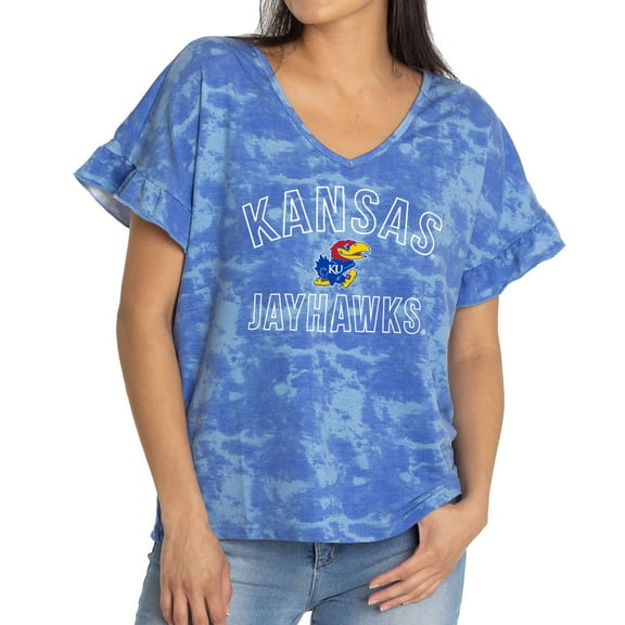 Women's Royal Kansas Jayhawks Daisy Tri-Blend V-Neck T-Shirt