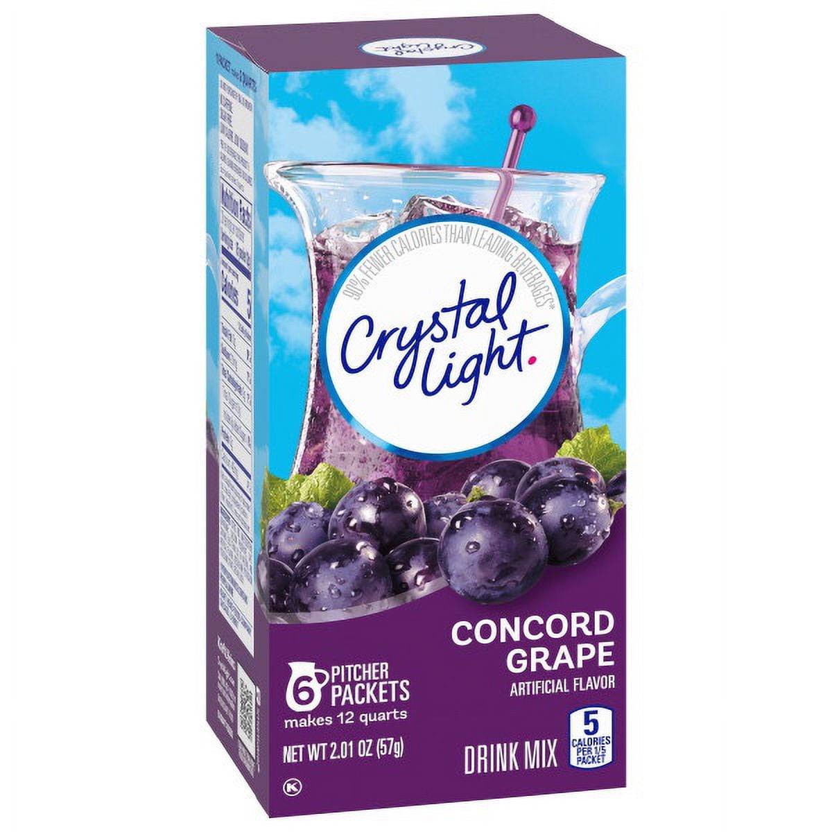 Crystal Light Concord Grape Artificially Flavored Powdered Drink Mix, 6 ct Pitcher Packets 2.1 oz (Pack of 6)