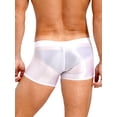 thumbnail image 4 of ZDHoor ZDHoor Mens Shiny Low Rise Boxer Briefs Fitness Sports Shorts Tights Glossy Beach Swimwear White XXL, 4 of 7