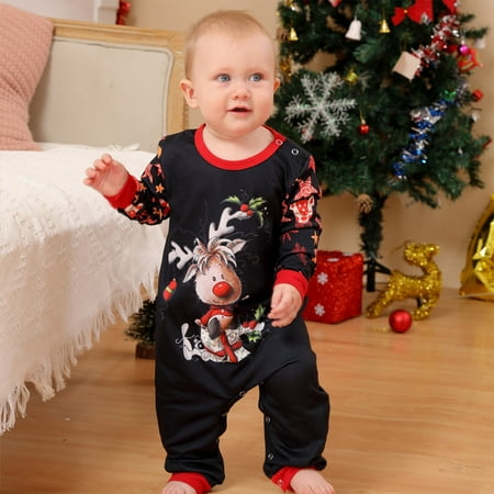 

women Christmas pajamas for family matching outfits son daughter sets soft Red Fashionable Christmas Print Family European And American Pajamas Parent-child Suit Baby