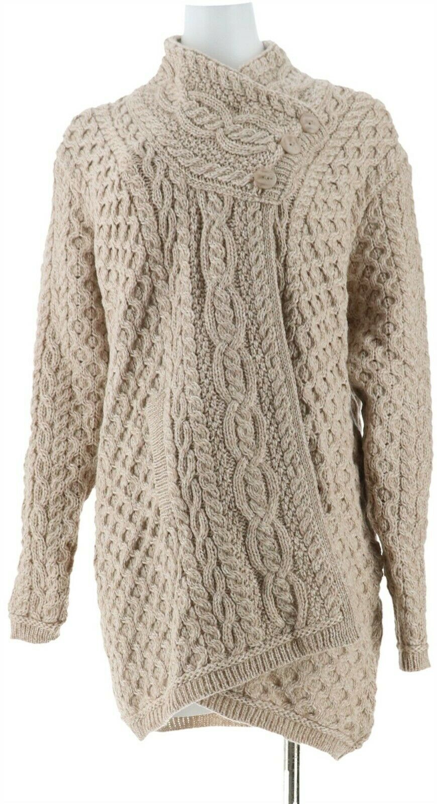Aran Craft Merino Wool Cardigan Button 