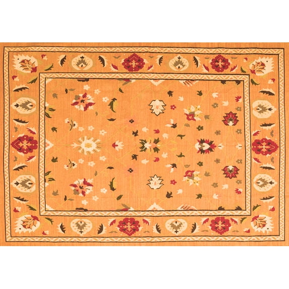 Ahgly Company Indoor Rectangle Abstract Orange Contemporary Area Rugs, 7' x 10'