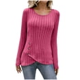thumbnail image 5 of AXXD Womens Tunic Tops Basic Summer 2024 Trendy Printed Loose T-shirt Long Sleeves Blouse Round Neck Casual Tops Sweatshirt, 5 of 5