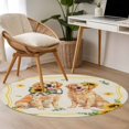 thumbnail image 5 of Cute Dog Round Living Room Rugs 3.3 ft, Yellow Sunflower Daisy Vintage Summer Field Animal Washable Area Rug with Non-Slip Sturdy Edge Binding Round Front Door Mat Floor Carpet for Entryway, 5 of 9