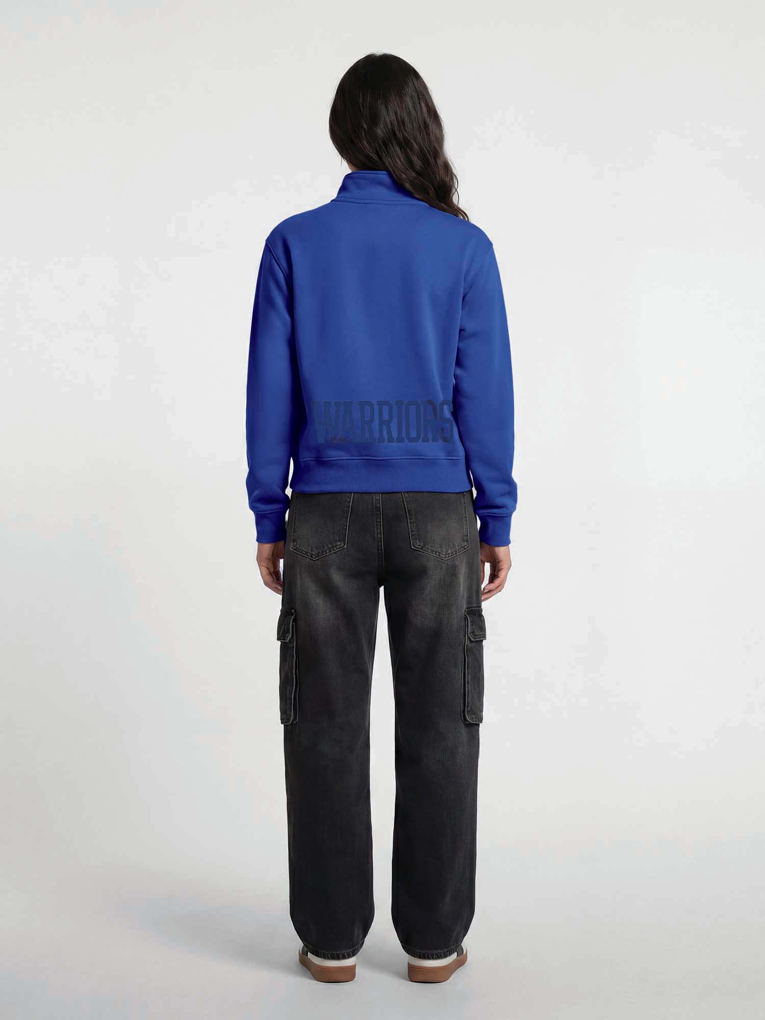 Golden State Warriors Reebok Womens Boxy Fit Mock Neck Qtr Zip Pullover