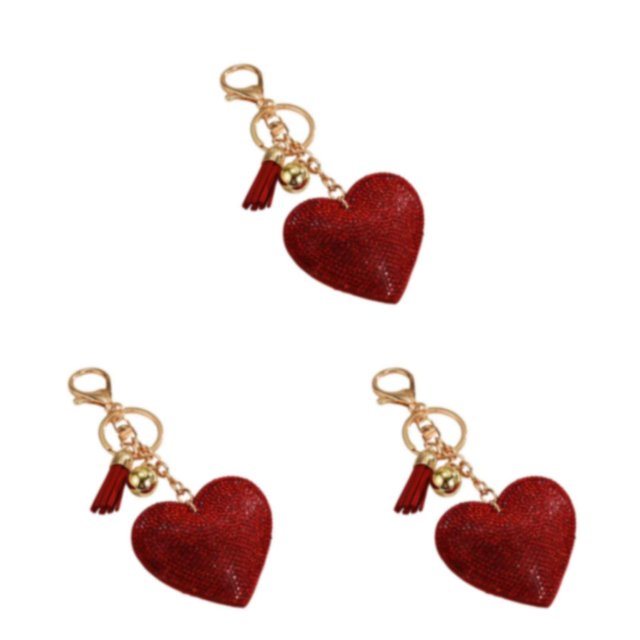 Guardoinrt Metal Wide Application Heart Shape Key Chain Stylish And Practical Exquisite Appearance Keychain red 3Set