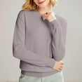 thumbnail image 2 of frariair Women's Solid Knit Sweater Round Neck Long Sleeve Pullover Lightweight Basic Top For Layering All Seasons Grey L, 2 of 5