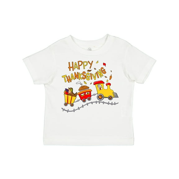 Inktastic Happy Thanksgiving Turkey Train with Food Boys or Girls Toddler T-Shirt