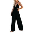 thumbnail image 3 of KOMOO Plus Size Halterneck Jumpsuit Women Solid Color Hollow out Backless Wide Leg Romper, 3 of 8