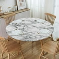 thumbnail image 6 of Black and White Marble Tablecloth with Elastic Edge, Round Table Cloth Washable Reusable Table Cover for Kitchen Dining Party Picnic, Small (Suitable for 40-44 in), 6 of 6